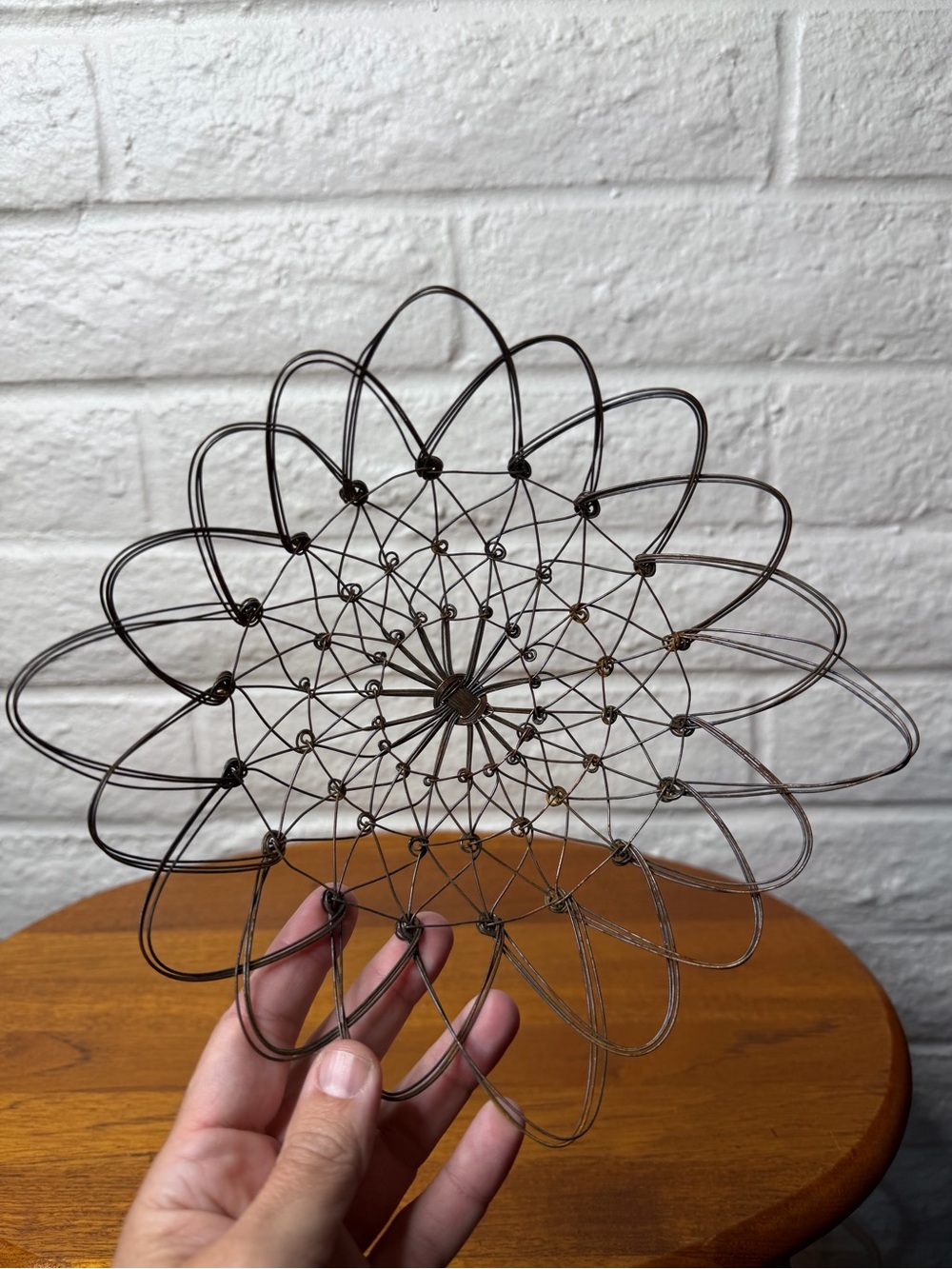 Vintage French Country Round Wire Basket Handmade unique Gallery